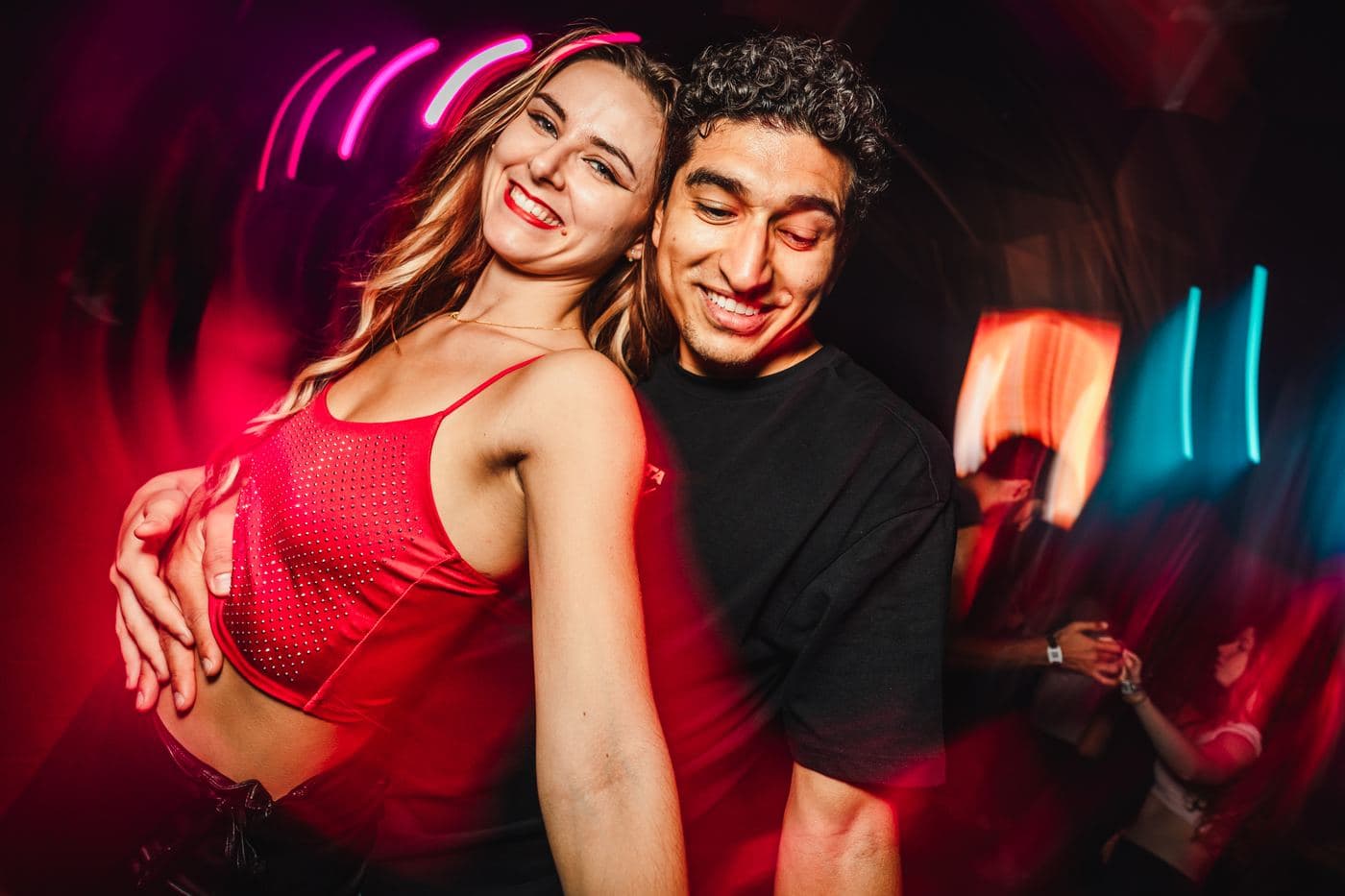 A couple dancing at the Thursday night party