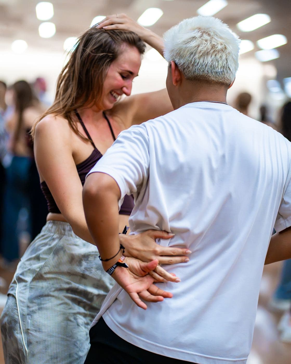 Dancers laughing in a workshop